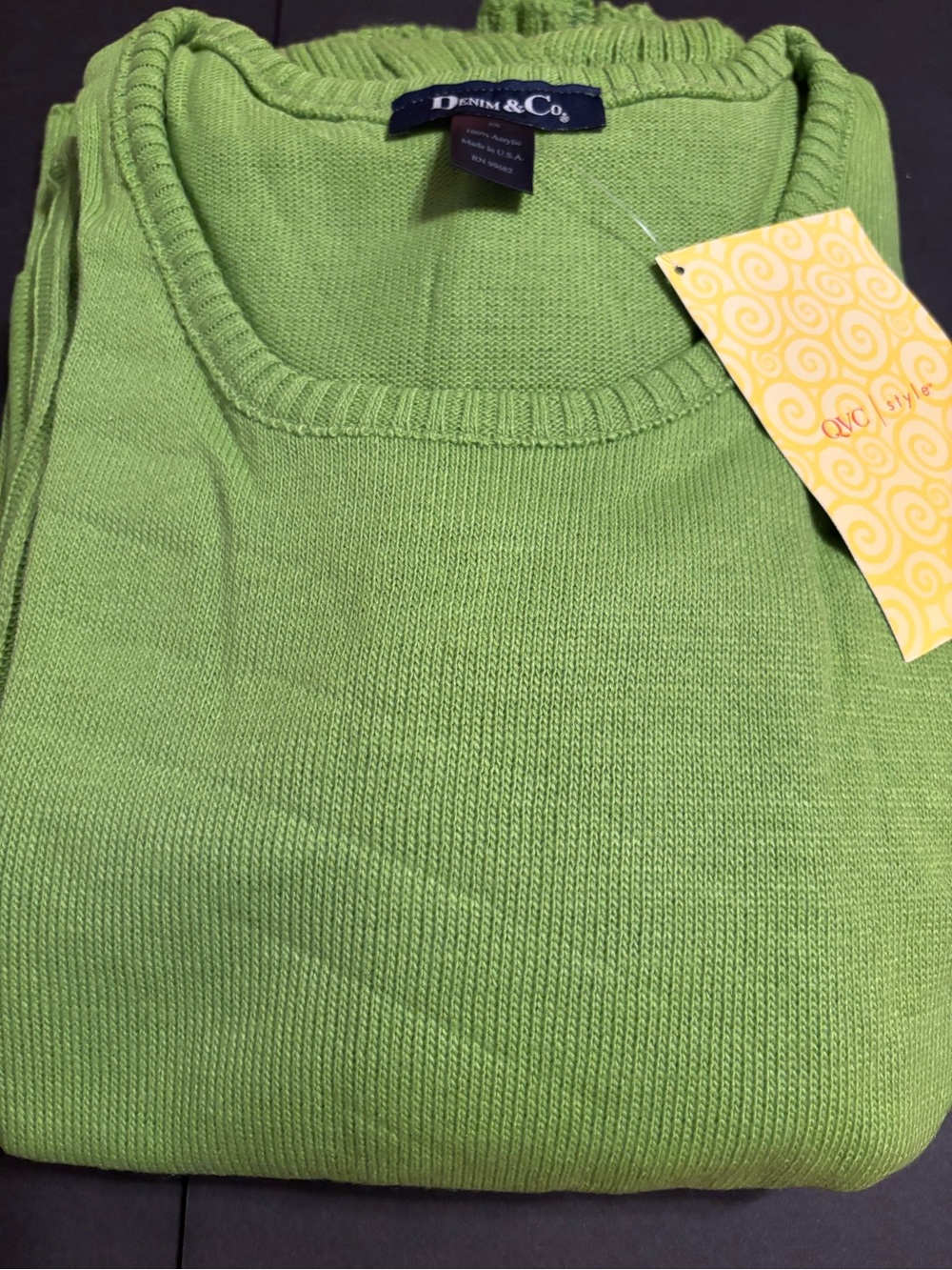 Denim & Co QVC 3X Green 2 Piece Cardigan Sweater Tank Set NWT Made USA